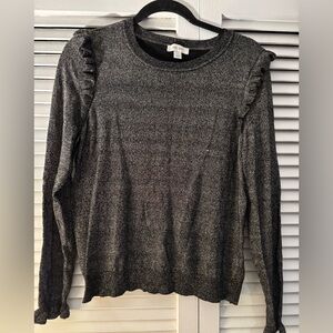 On 34th Charcoal Long Sleeve Ruffle Top